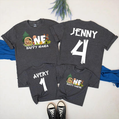 One Happy Camper Birthday Shirt Family Matching Outdoor Adventure 1st Birthday Outfit Mommy and Me Tee Camp Theme Gift