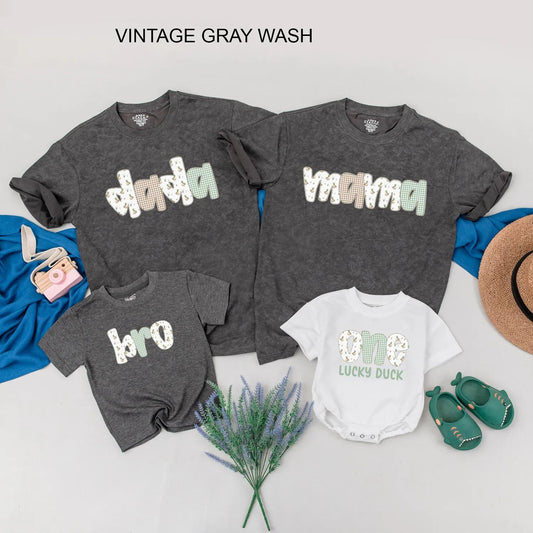 Mallard Duck Family Matching Shirt One Lucky Duck First Birthday Outfit Vintage Gingham Retro Tee Clothes Custom Family Party Gift