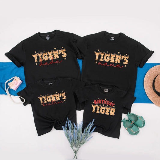 Personalized Tiger Birthday Family Shirt Wild Jungle Animal Matching Outfits First Birthday Boy Tee Party Celebration