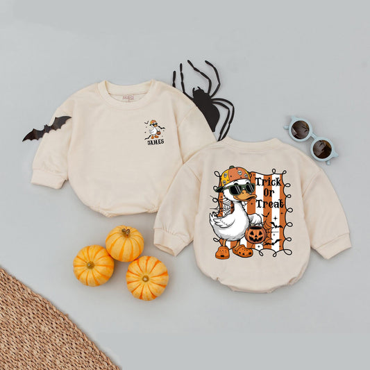 Halloween Goose Baby Romper Bodysuit Trick or Treat Outfit Cute Funny Spooky First Fall Newborn Infant Comfortable Bubble Playtime Apparel
