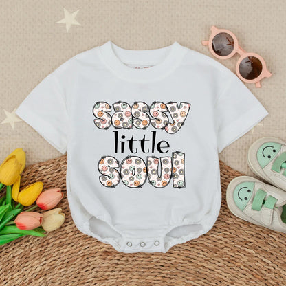 Sassy Little Soul Short Sleeve Bubble Romper Funny Toddler Girl Shirt Adorable Baby Shower Gift Retro Vibes Cute Kids Clothing