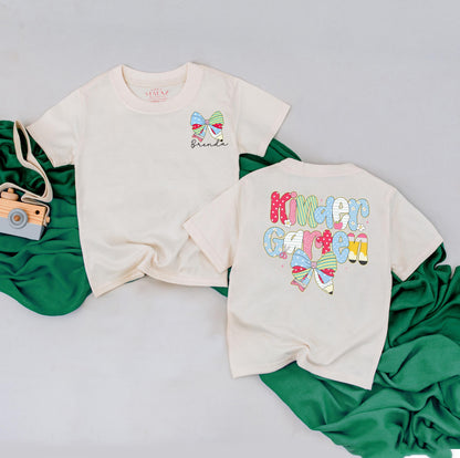 Personalized Kindergarten Bow Romper for Girls with Custom Name Back to School Toddler Outfit Soft Comfortable First Day Wear