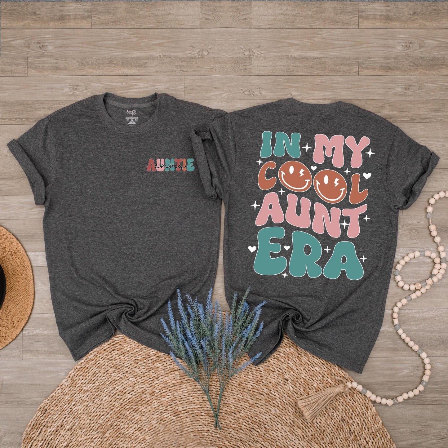 Cool Aunt Era Retro T-Shirt Custom Name Niece Gift Funny Auntie Shirt Gift for Aunt