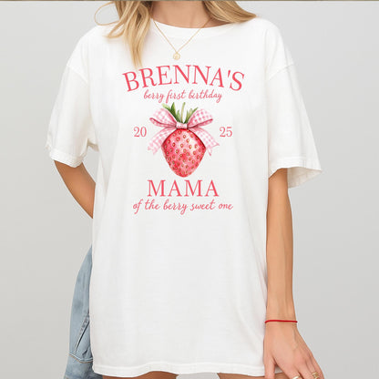 Matching Berry First Birthday Family Shirts: Custom Name Strawberry Party Tees, Mom Dad Berry Sweet One Outfit