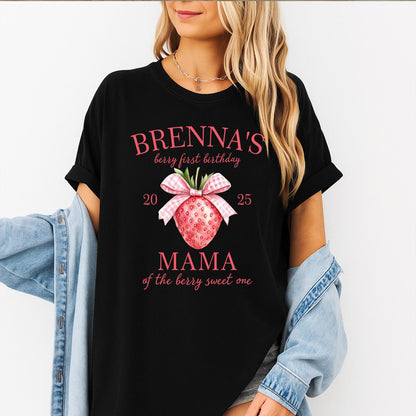 Matching Berry First Birthday Family Shirts: Custom Name Strawberry Party Tees, Mom Dad Berry Sweet One Outfit