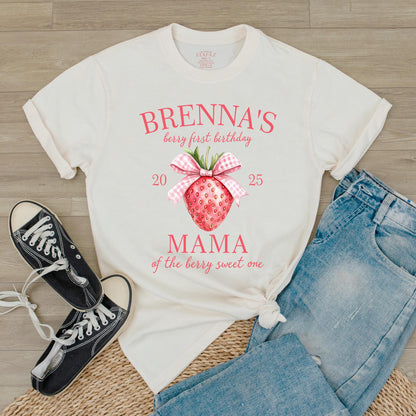 Matching Berry First Birthday Family Shirts: Custom Name Strawberry Party Tees, Mom Dad Berry Sweet One Outfit