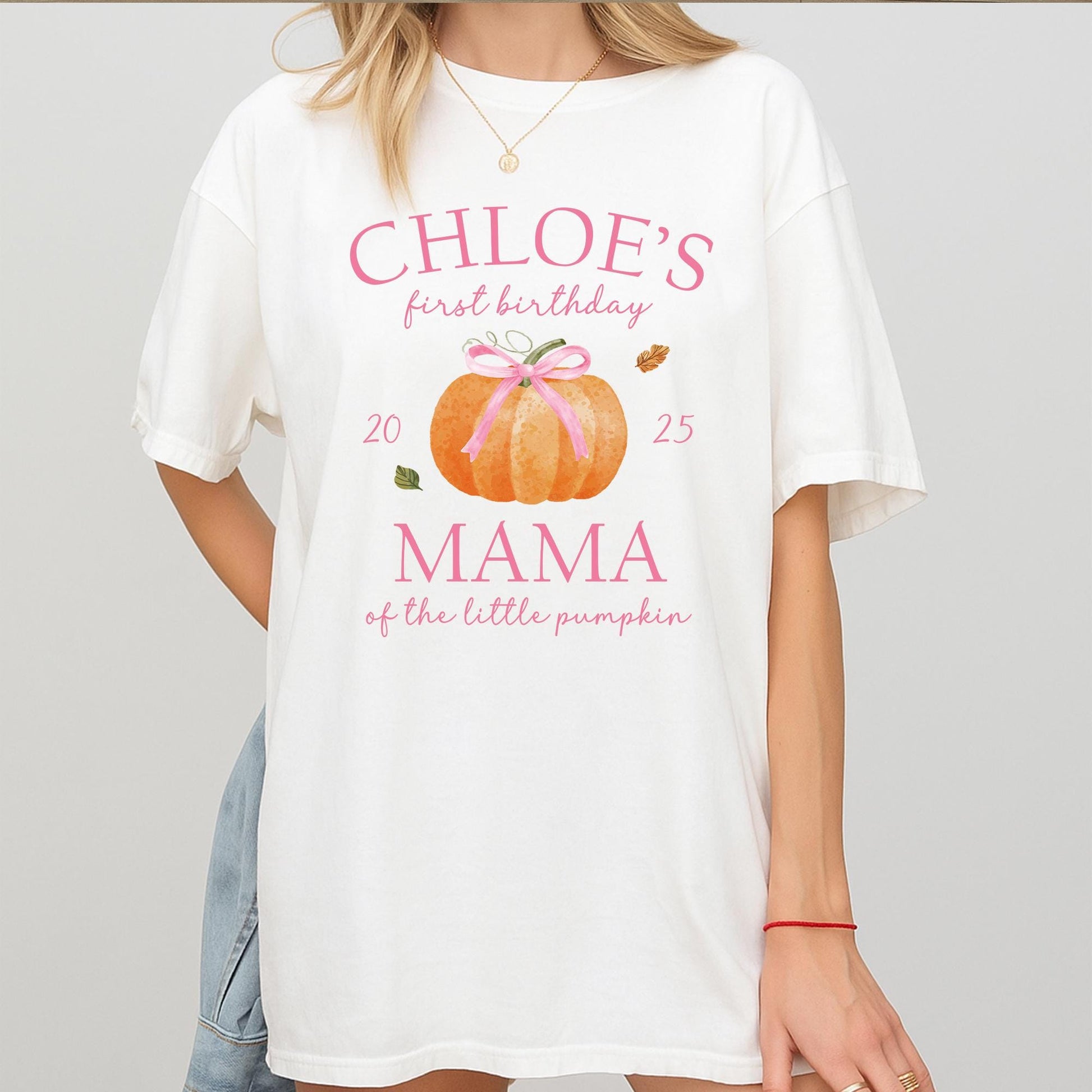 Personalized Name One Little Pumpkin First Birthday Shirt for Baby Girl Boy, Mama Dad Family Matching Fall Outfit Thanksgiving Celebration