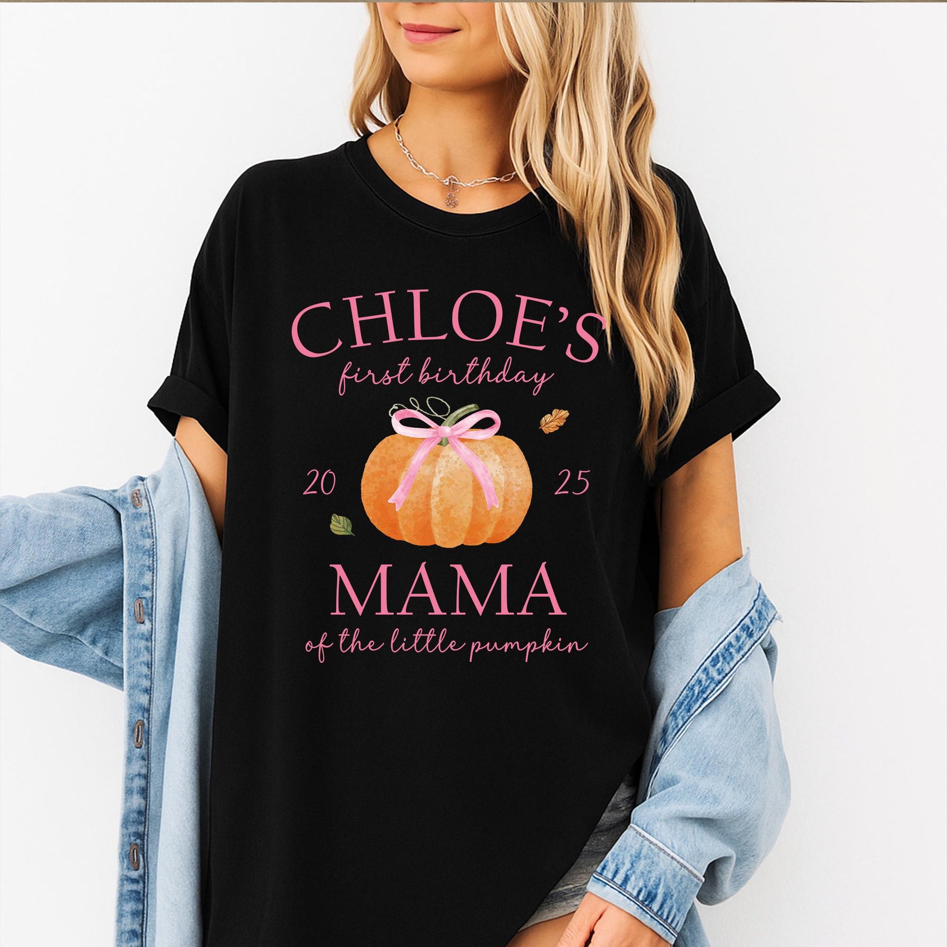 Personalized Name One Little Pumpkin First Birthday Shirt for Baby Girl Boy, Mama Dad Family Matching Fall Outfit Thanksgiving Celebration