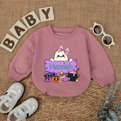 Personalized Boo Halloween Matching Shirts for Kids, Custom Name Ghost Sweatshirt, Cute Toddler Outfit, Boy Girl Gift