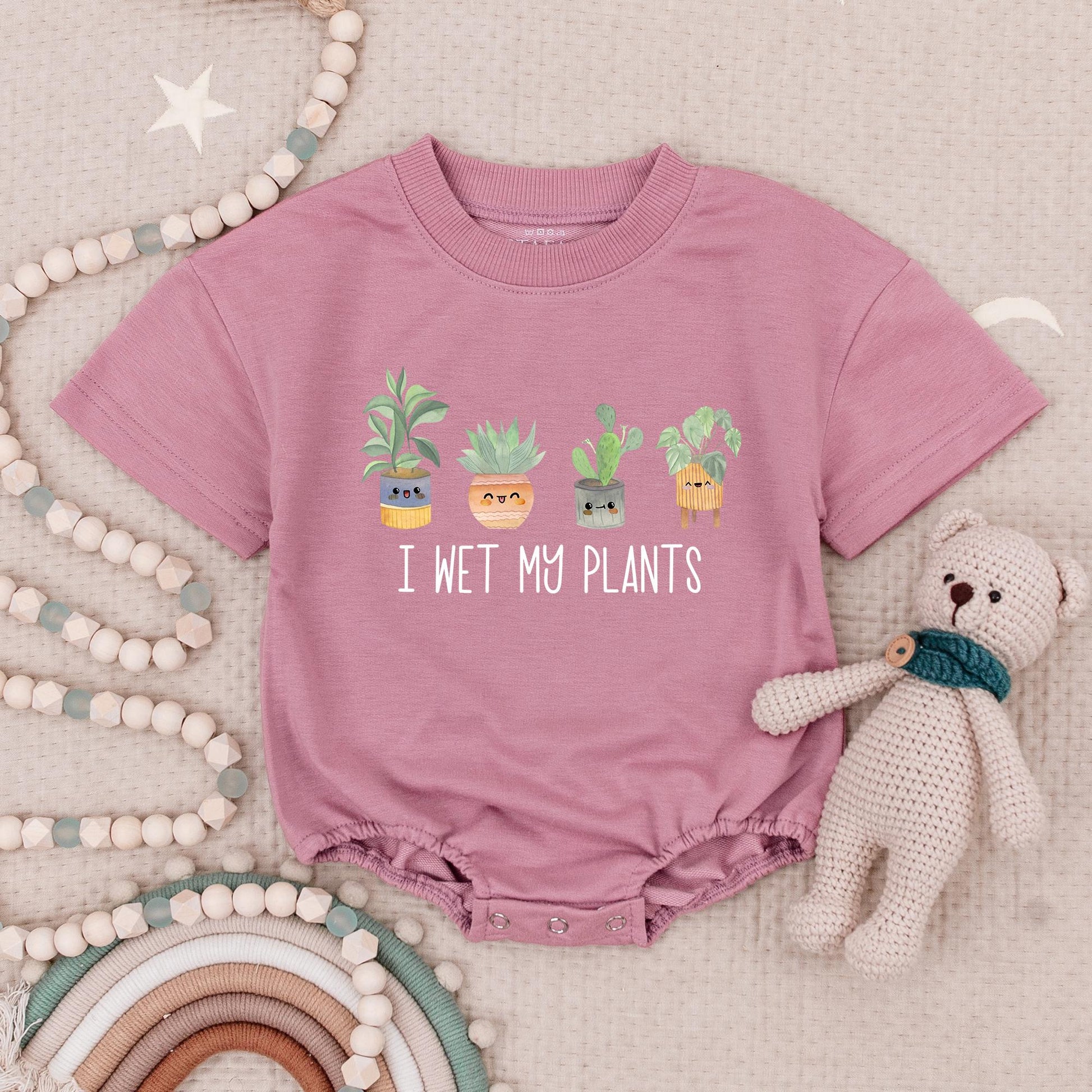Wet My Plants Baby Romper Cute Cartoon Faces Plant Lover Bodysuit Natural Cotton Soft Playful Funny Baby Shower Gift
