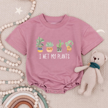 Wet My Plants Baby Romper Cute Cartoon Faces Plant Lover Bodysuit Natural Cotton Soft Playful Funny Baby Shower Gift