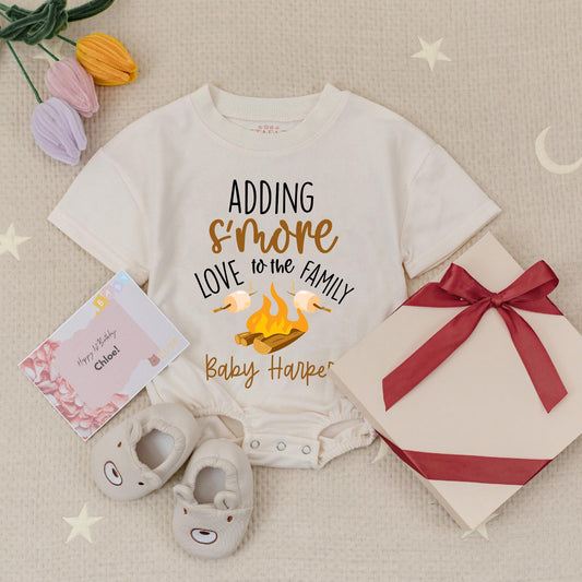 Baby Harper Adding S'more Love Family Campfire Romper Pregnancy Announcement Bodysuit Newborn
