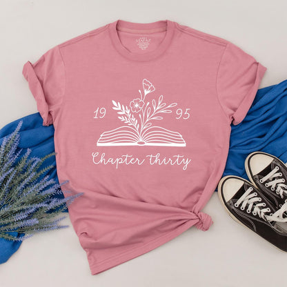 Custom Chapter Thirty Floral Book Shirt 30th Birthday Gift for Women Personalized Turning Thirty Flower Shirt