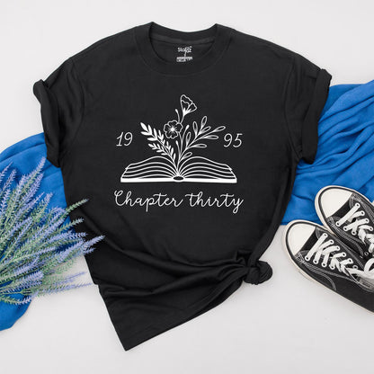 Custom Chapter Thirty Floral Book Shirt 30th Birthday Gift for Women Personalized Turning Thirty Flower Shirt