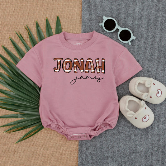 Custom Football Name Bubble Romper for Baby Gameday Outfit Personalized Baby Gift for Boys and Girls