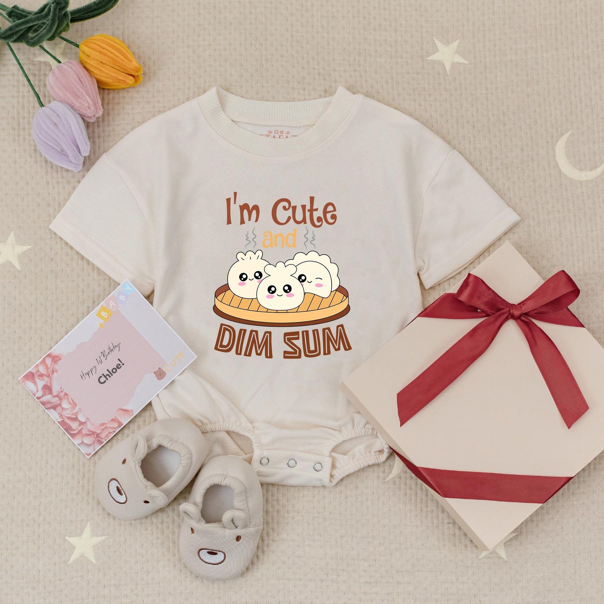 I'm Cute and Dim Sum Baby Romper, Sweet Dumpling Bodysuit for Little Bao, Kawaii Food Baby Gift, Comfy Cotton Newborn Outfit, Asian Dumpling Fun 138