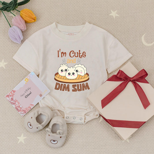 I'm Cute and Dim Sum Baby Romper, Sweet Dumpling Bodysuit for Little Bao, Kawaii Food Baby Gift, Comfy Cotton Newborn Outfit, Asian Dumpling Fun 138