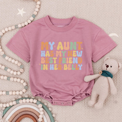 My Aunt Has My New Best Friend In Her Belly Baby Romper Aunt's Pregnancy Announcement Bodysuit Sister Gifts Baby Shower Surprise