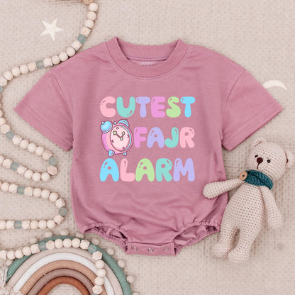 Cutest Fajr Alarm Muslim Kids Baby Romper Toddler Faith Outfit with Playful Pastel Design & Cartoon Clock Perfect Islamic Holy Month Gift