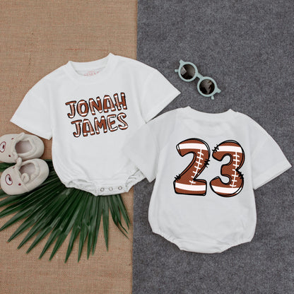 Custom Football Name Bubble Romper Bodysuit for Baby Boy or Girl Perfect Gameday Outfit Soft Cotton Newborn Infant Toddler Gift