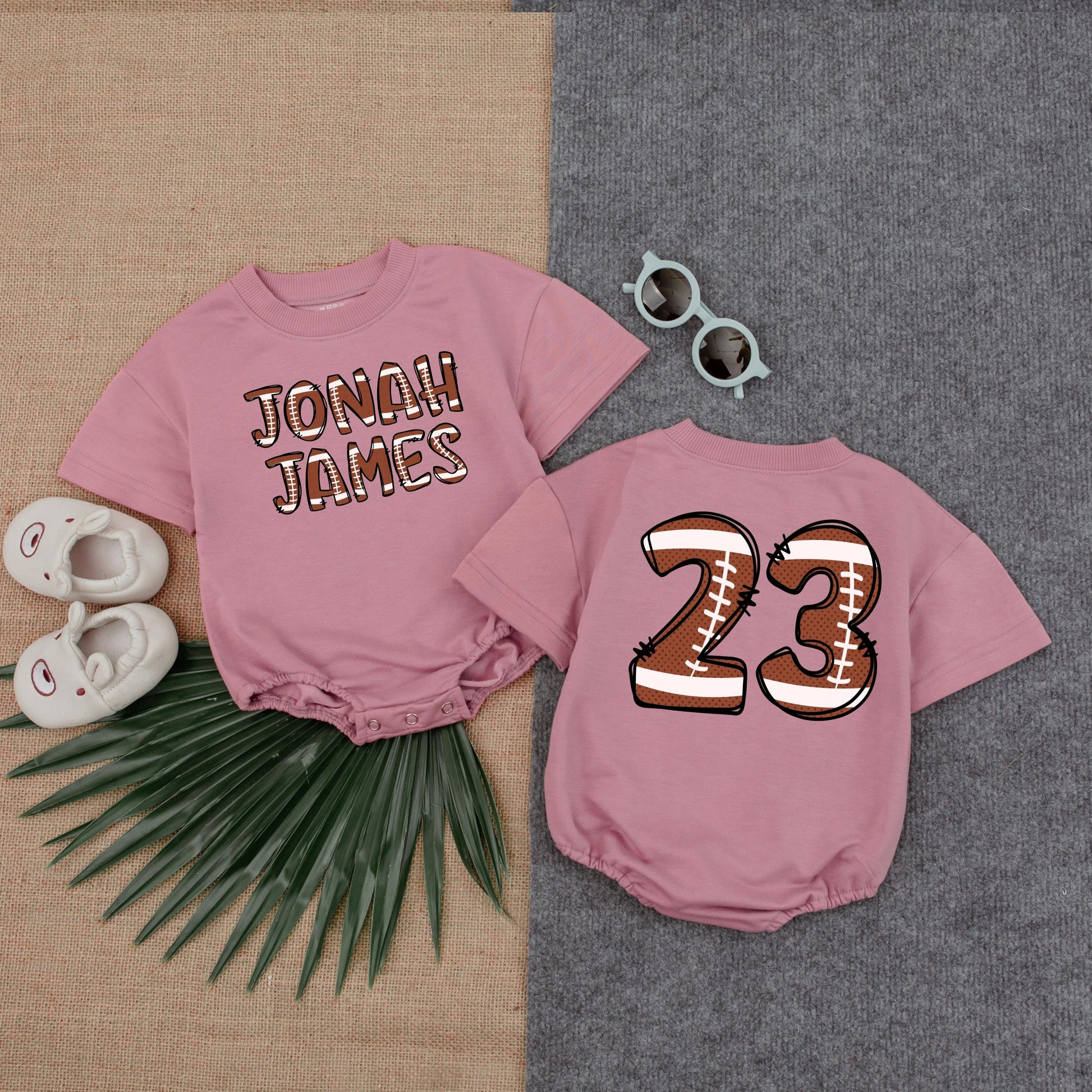 Custom Football Name Bubble Romper Bodysuit for Baby Boy or Girl Perfect Gameday Outfit Soft Cotton Newborn Infant Toddler Gift