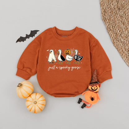 Spooky Goose Halloween Romper: Just a Spooky Goose! Cute Ghost Vampire Pumpkin Skeleton Baby Outfit First Halloween Costume Silly Spooky Fun 136