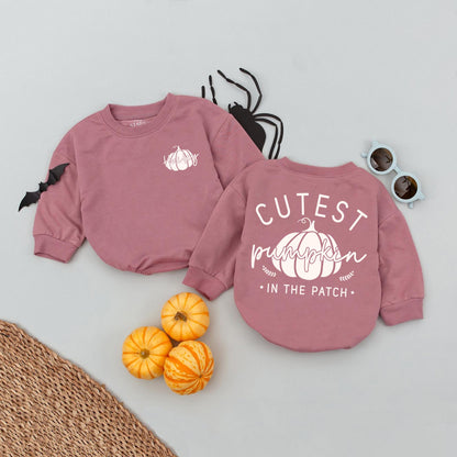 Personalized Pumpkin Patch Romper Set, Cutest Thanksgiving Outfit, Baby's First Halloween Bodysuit, Autumn Infant Clothes,  Name & Pumpkin Graphic (139 chars)