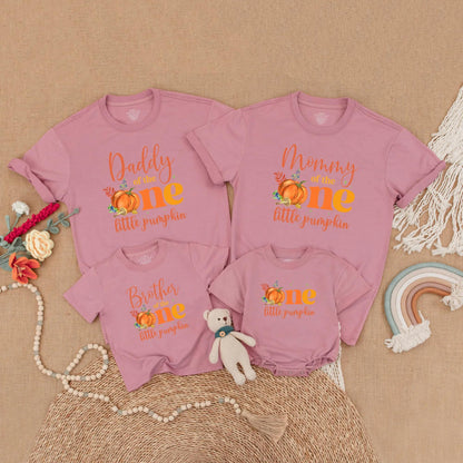 Fall Pumpkin First Birthday Matching Family Shirts Little Pumpkin Autumn 1st Birthday Outfit Mommy Daddy Baby Siblings Gift