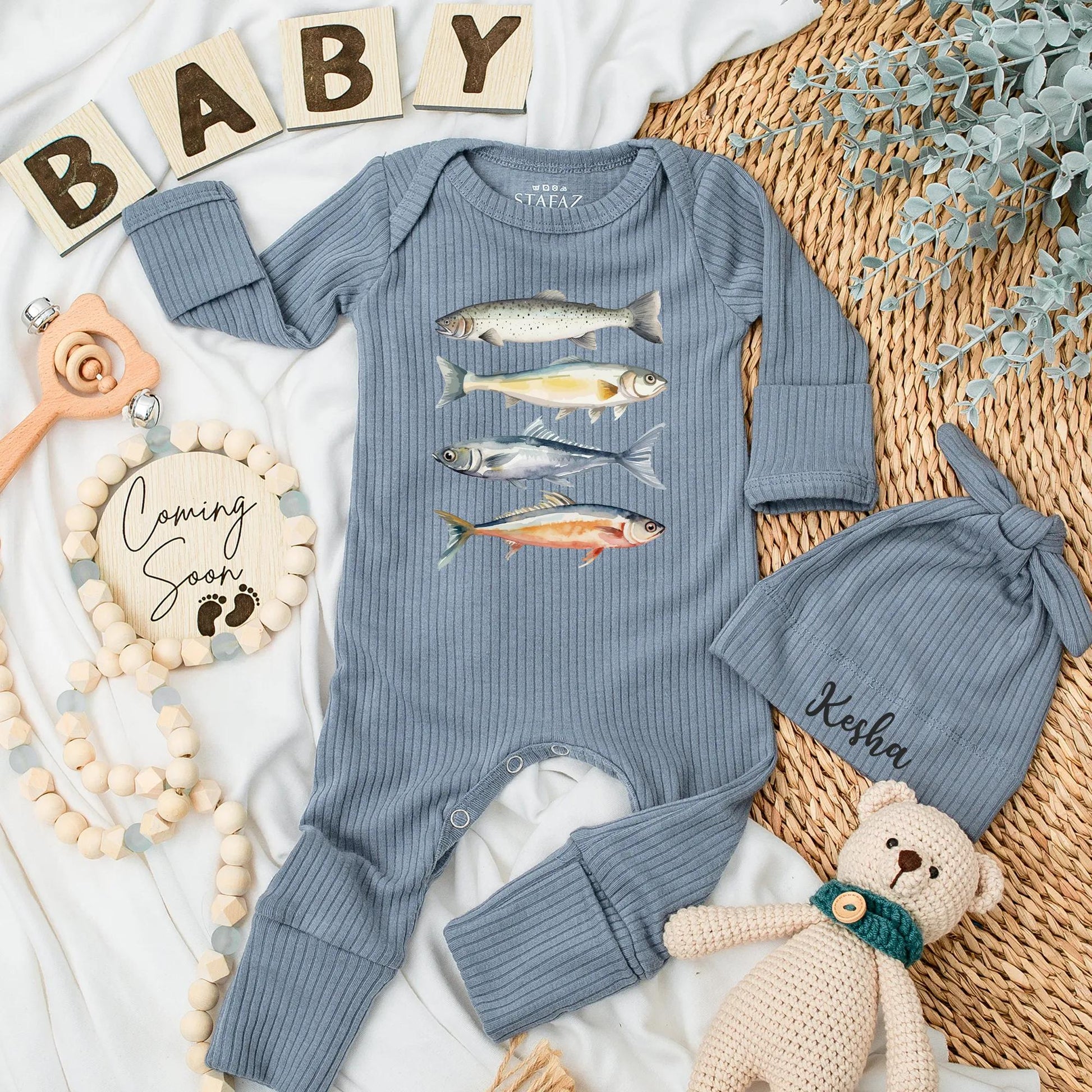 Cute Lil' Angler Bodysuit - Retro Fish Baby Outfit for Newborns, Personalized Fishing Baby Clothes - A Sweet Shower Gift for Baby Fish Lovers