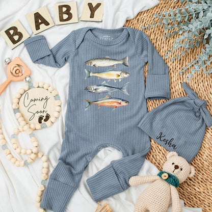 Cute Lil' Angler Bodysuit - Retro Fish Baby Outfit for Newborns, Personalized Fishing Baby Clothes - A Sweet Shower Gift for Baby Fish Lovers