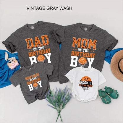 Custom Basketball Birthday Family Shirts Matching Sports Party Outfits Baby Rookie of the Year Gift Boy