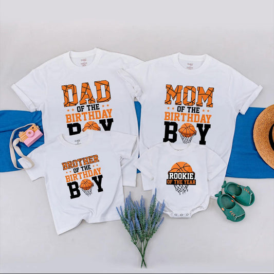 Custom Basketball Birthday Family Shirts Matching Sports Party Outfits Baby Rookie of the Year Gift Boy