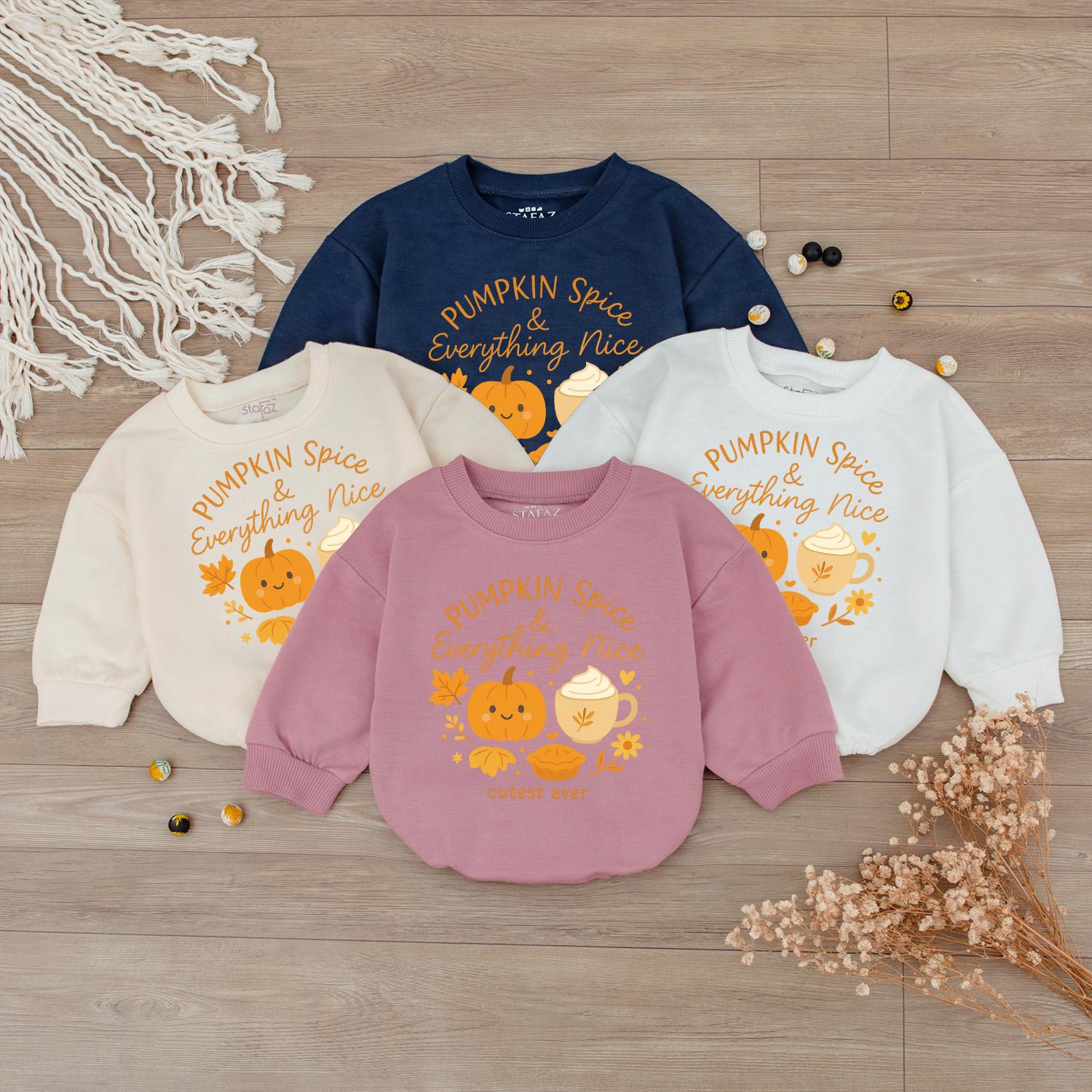 Pumpkin Spice & Everything Nice Baby Romper Cute Autumn Bodysuit Thanksgiving Newborn Outfit Fall Baby Clothes Shower Gift