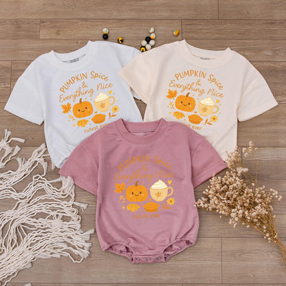 Pumpkin Spice & Everything Nice Baby Romper Cute Autumn Bodysuit Thanksgiving Newborn Outfit Fall Baby Clothes Shower Gift