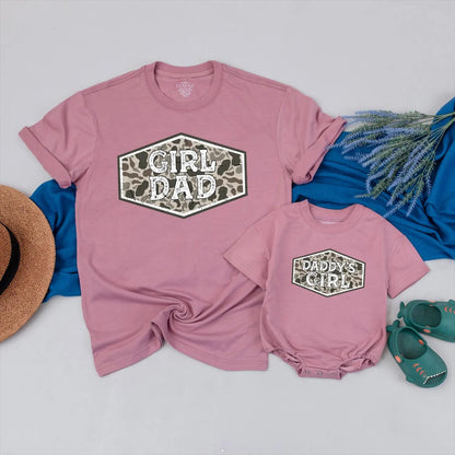Girl Dad Camo Shirt: Daddy's Girl Military Crest, Vintage Father Gift, Hunting Trip Outfit for Birthday, Father's Day Comfort Cotton Blend (138 chars)