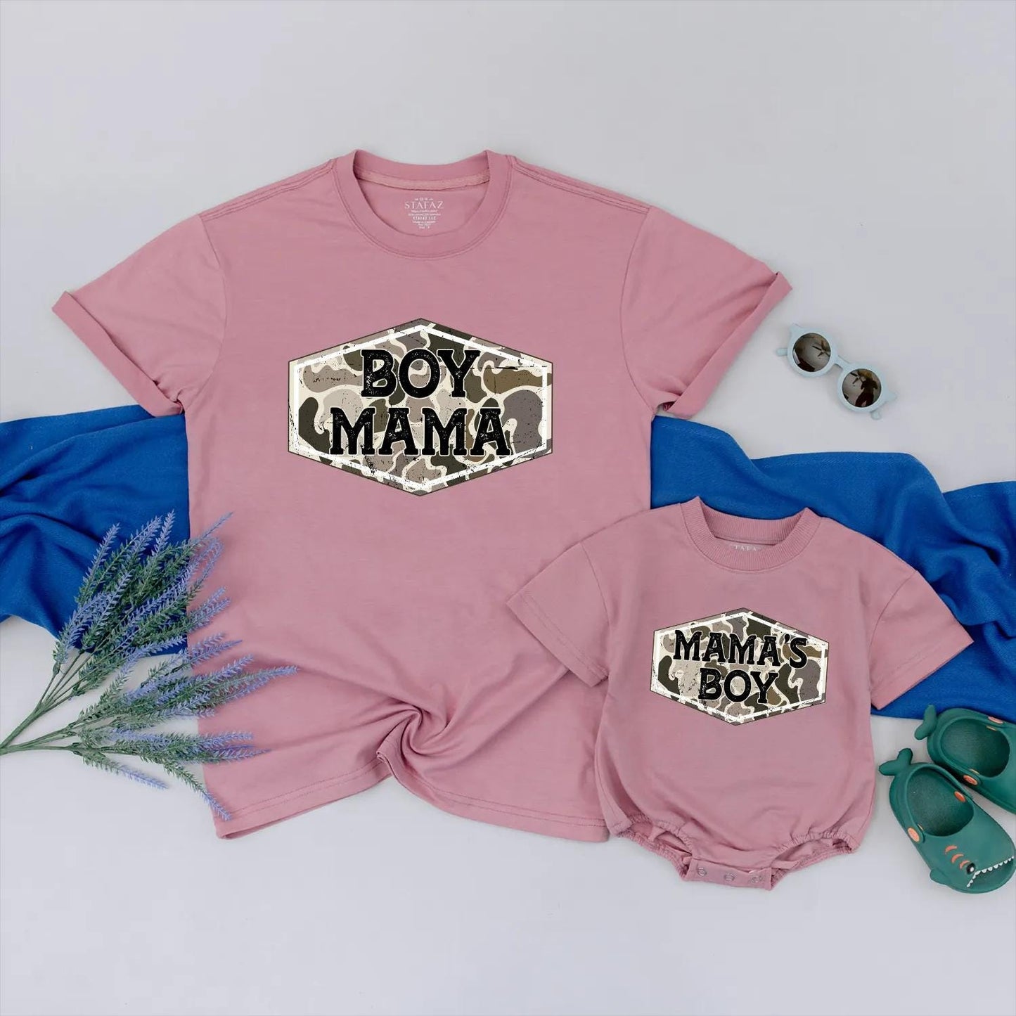 Matching Boy Mama and Mama's Boy Camo Shirts | Hunting Mom & Son Outfits | Family Camouflage Tee Gifts