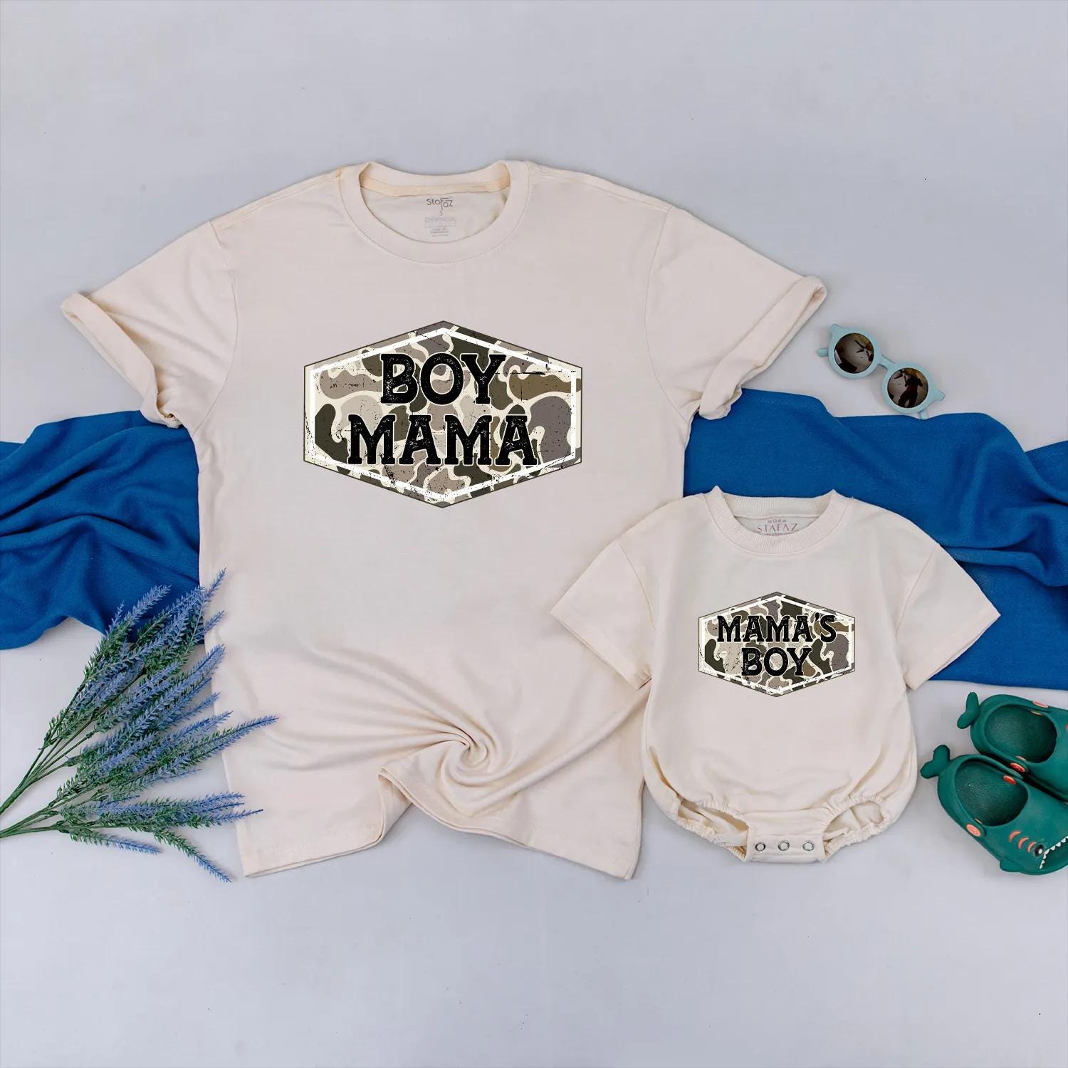 Matching Boy Mama and Mama's Boy Camo Shirts | Hunting Mom & Son Outfits | Family Camouflage Tee Gifts