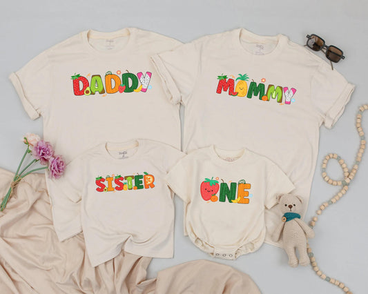 Matching Fruit Family Birthday Shirts | 1st Birthday Outfit for Baby, Mom & Dad | Colorful Party Theme Gifts