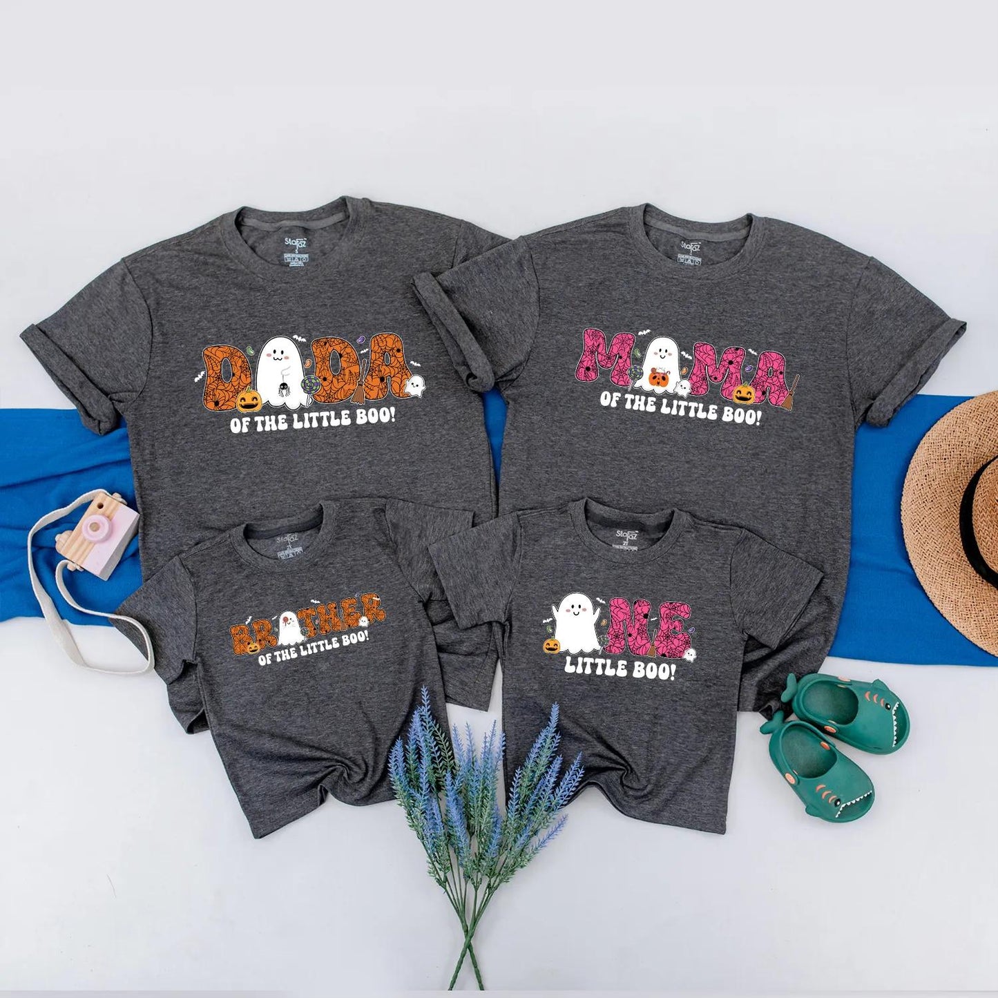 Matching Family Halloween Spooky One First Birthday Shirt Romper Little Boo Ghost Pumpkin Bat Design Outfit for Baby Girl Toddler Gift