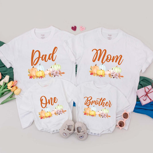 Custom Pumpkin Family Birthday Shirts One Little Pumpkin Mommy and Me Thanksgiving Outfit Fall Festive Apparel