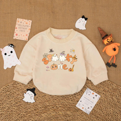 Spooky One Birthday Baby Romper - Halloween First Birthday Outfit - Custom Name Baby Bodysuit - Fall Baby Gift
