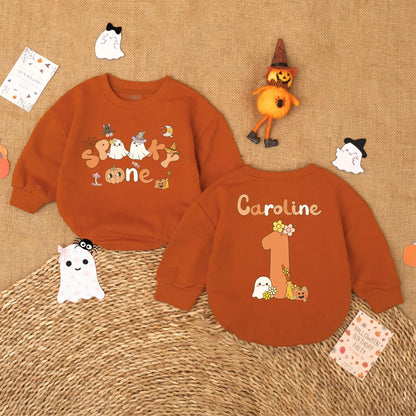 Spooky One Birthday Baby Romper - Halloween First Birthday Outfit - Custom Name Baby Bodysuit - Fall Baby Gift