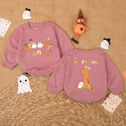 Spooky One Birthday Baby Romper - Halloween First Birthday Outfit - Custom Name Baby Bodysuit - Fall Baby Gift