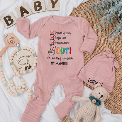 I'm Moving in with My Parents Baby Bodysuit Newborn Outfit, Funny Coming Home Romper, NICU Baby Clothes, Shower Gift