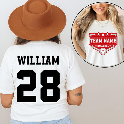 Custom Baseball Mom Shirt with Name and Number Baseball Game Day Tee Baseball Team Apparel