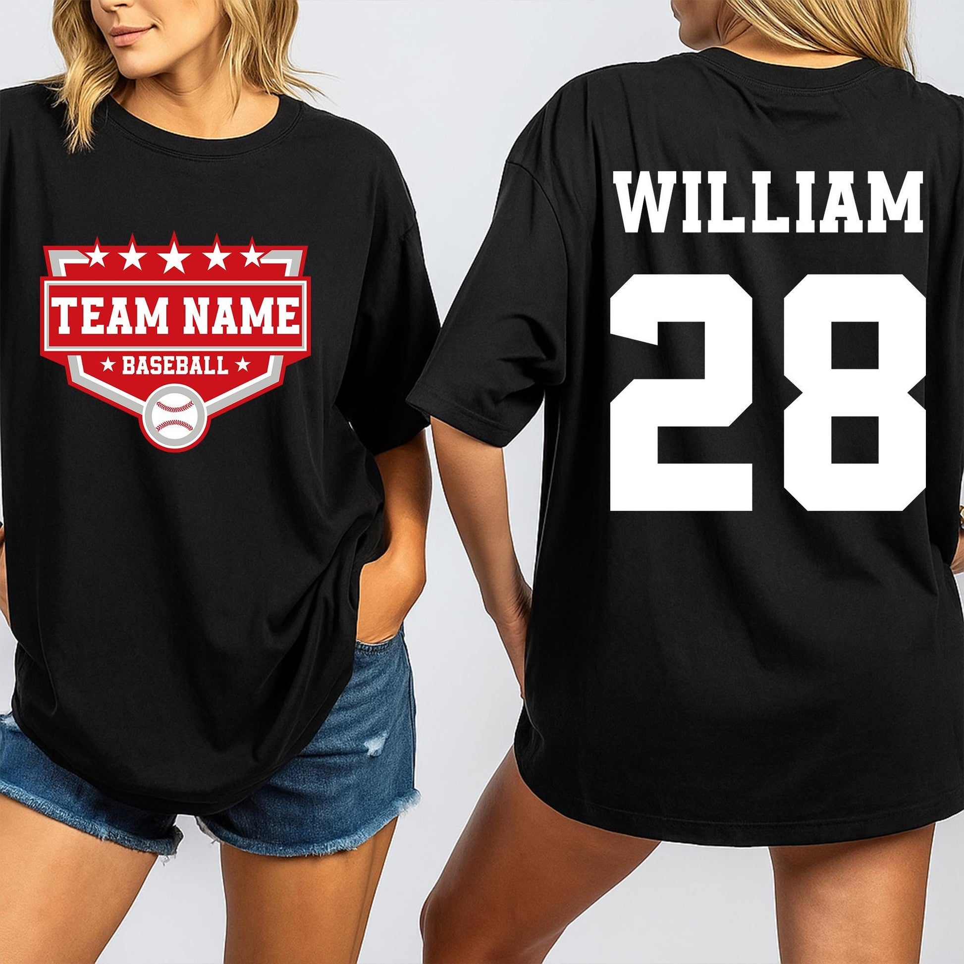 Custom Baseball Mom Shirt with Name and Number Baseball Game Day Tee Baseball Team Apparel