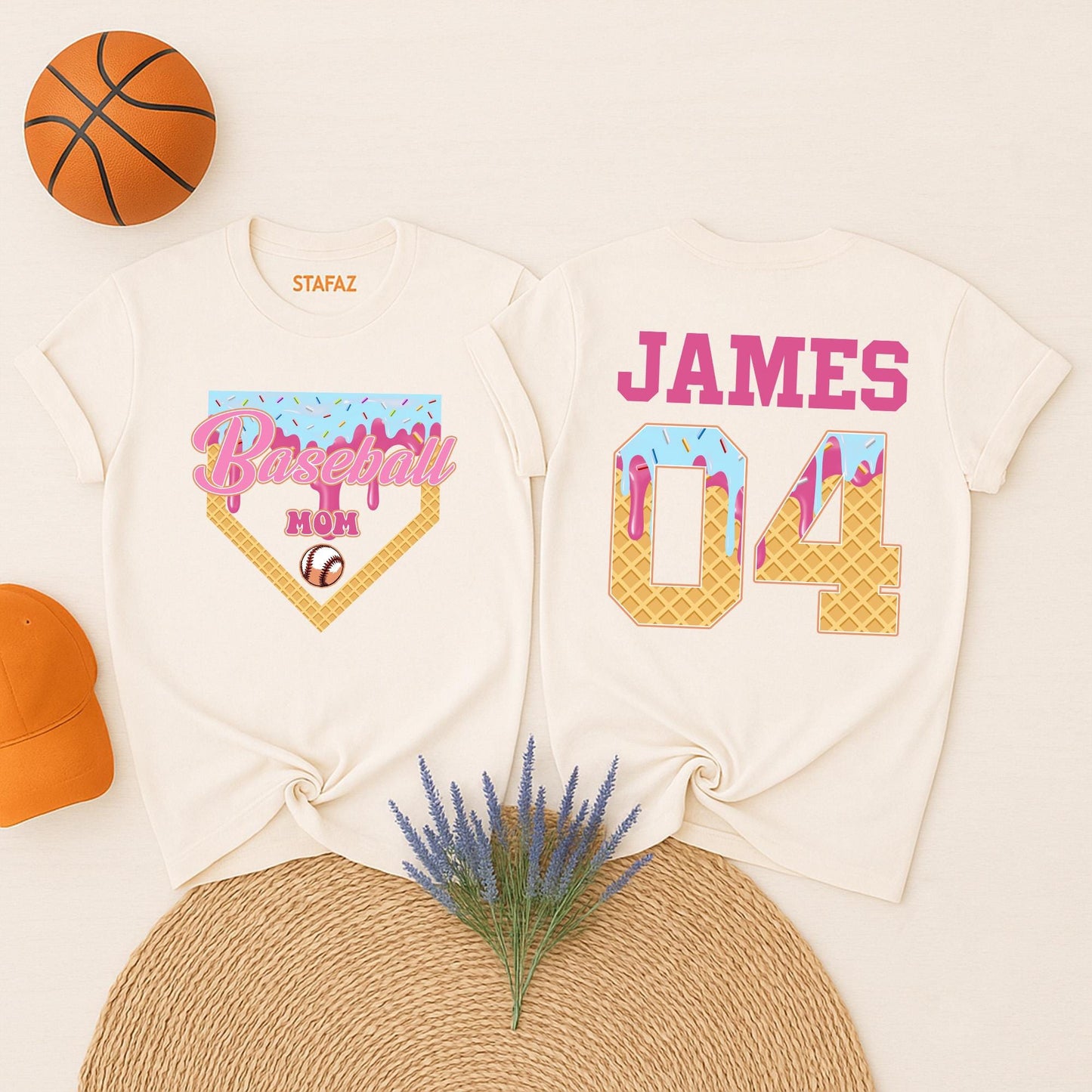 Personalized Baseball Drip Mama Shirt Custom Jersey Ice Cream Tee Baseball Sister Team Mom Spring Game Day Gift