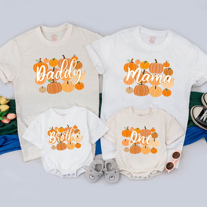 Personalized Pumpkin First Birthday Family Matching Shirts One Little Pumpkin Mommy and Me Fall Thanksgiving Outfits