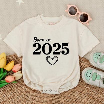 Personalized Born in 2025 Baby Bubble Romper Cute Newborn Outfit Idea First Year Clothes for Baby Boy or Girl Shower Gift Comfortable Soft