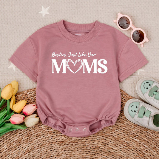 Besties Just Like Our Moms Romper Matching Outfits Baby Girl & Toddler Sibling Gift Cute Baby Shower Idea